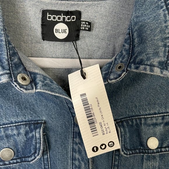 Boohoo - Blue Denim Romper - Picture 3 of 3